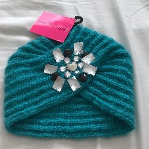 BETSEY JOHNSON- Teal metallic beanie- one size